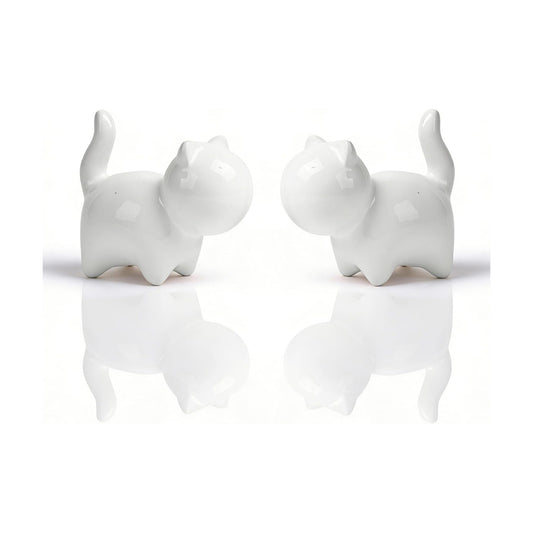 Ceramic Cat Figurines / White / 3 Inch / Set of 2