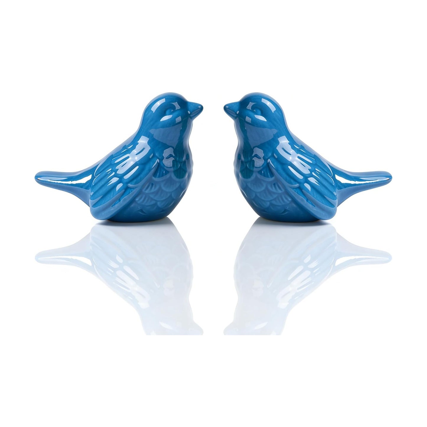 Ceramic Bird Figurines / Blue / 3.75 Inch / Set of 2