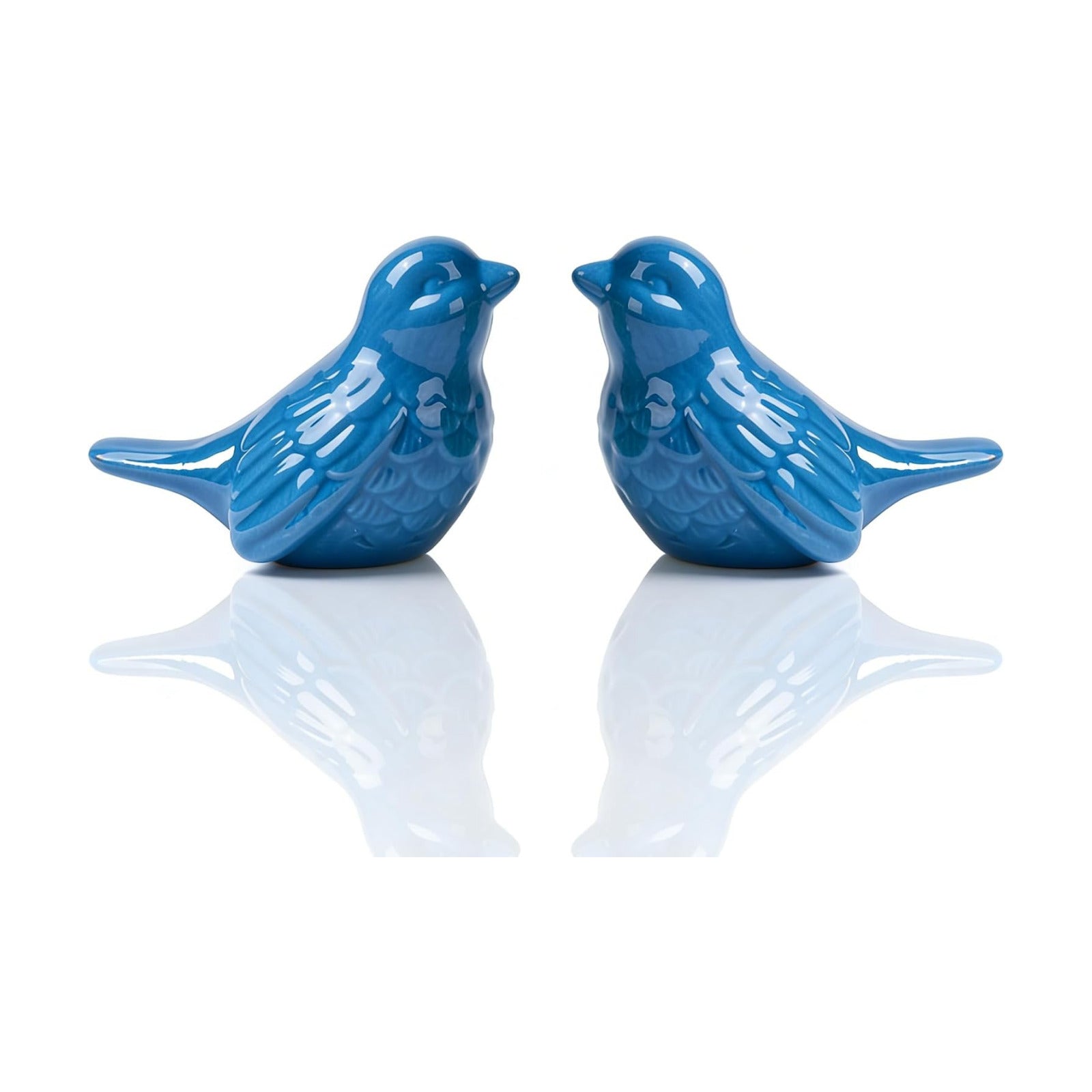 Ceramic Bird Figurines / Blue / 3.75 Inch / Set of 2