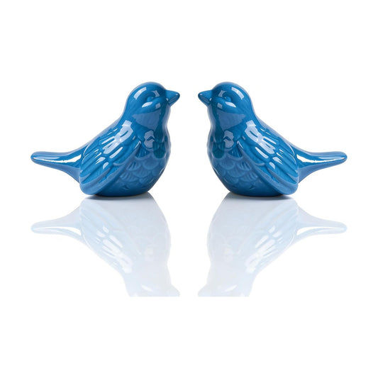 Ceramic Bird Figurines / Blue / 3.75 Inch / Set of 2
