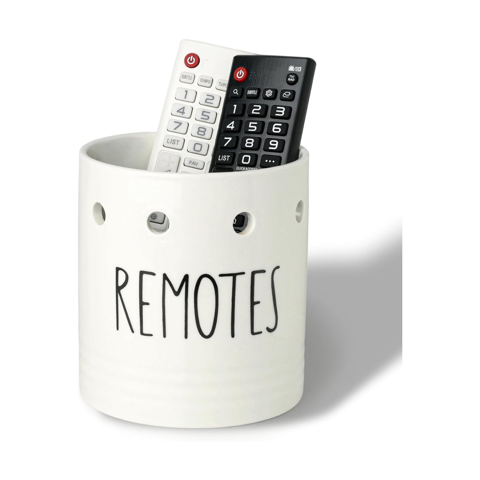 Farmhouse Ceramic Remote Control Holder / White