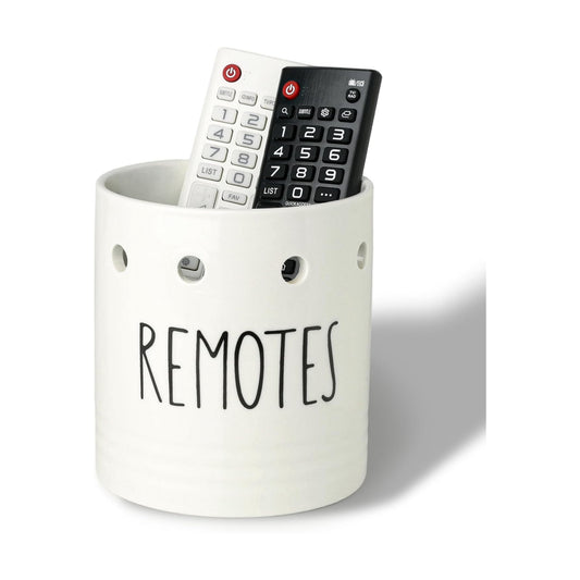 Farmhouse Ceramic Remote Control Holder / White