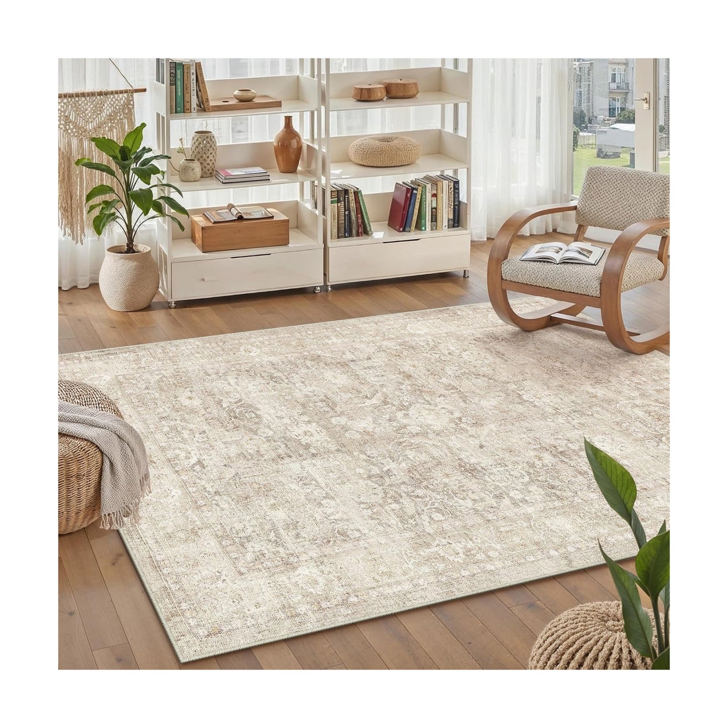 3x4 Beige Neutral Entryway Area Rug