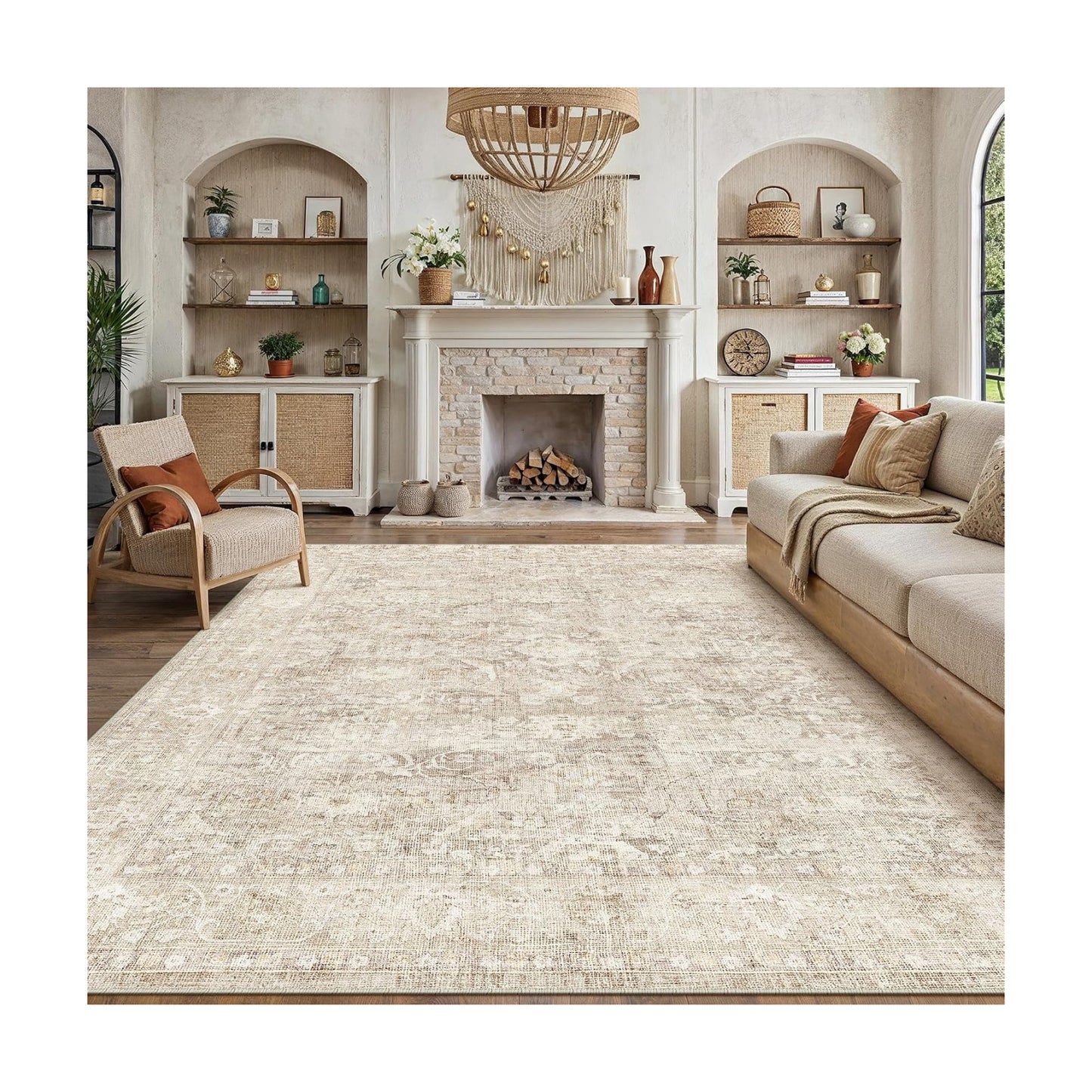 10x14 Beige Neutral Living Room Bedroom Area Rug