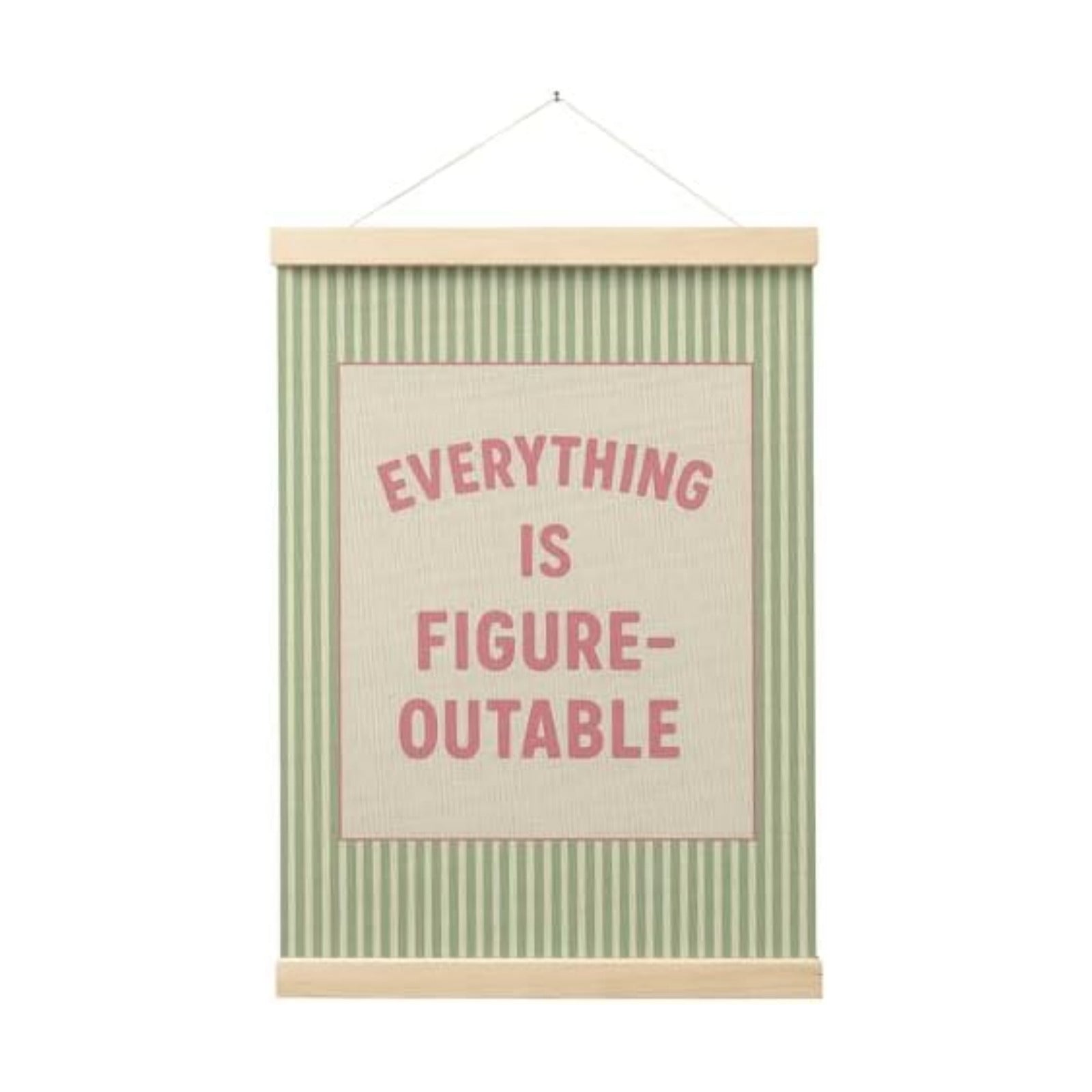 FGFK Everything Is Figureoutable Positive Affirmations Wall Art Poster Hanger Frame, Preppy Pink and Green
