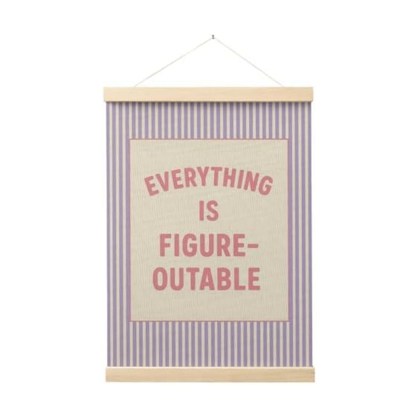 FGFK Everything Is Figureoutable Positive Affirmations Wall Art Poster Hanger Frame, Preppy Pink and Purple