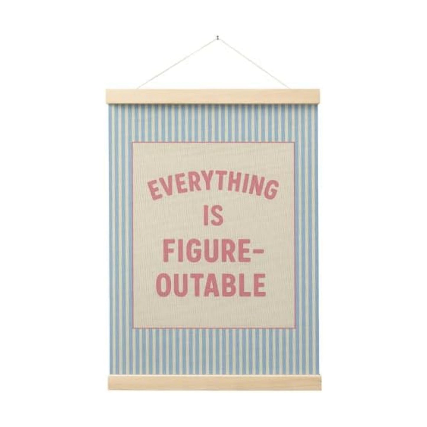 FGFK Everything Is Figureoutable Positive Affirmations Wall Art Poster Hanger Frame, Preppy Pink and Blue Inspirational