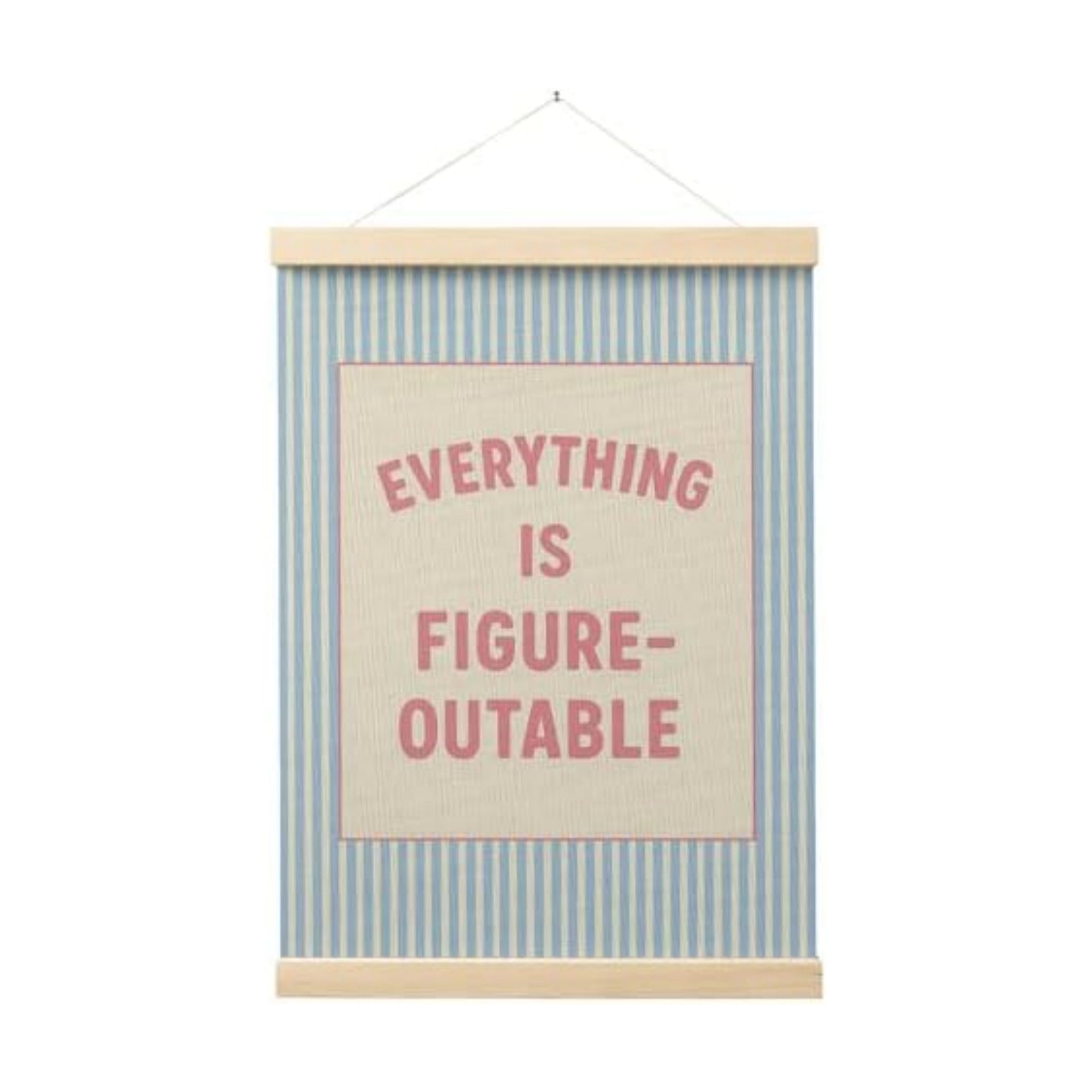 FGFK Everything Is Figureoutable Positive Affirmations Wall Art Poster Hanger Frame, Preppy Pink and Blue Inspirational