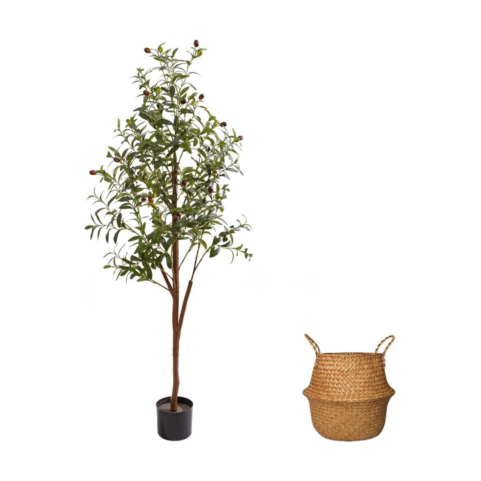 Indoor Tall Faux Olive Tree in Planter / Olive Tree 5ft / 5 Inch