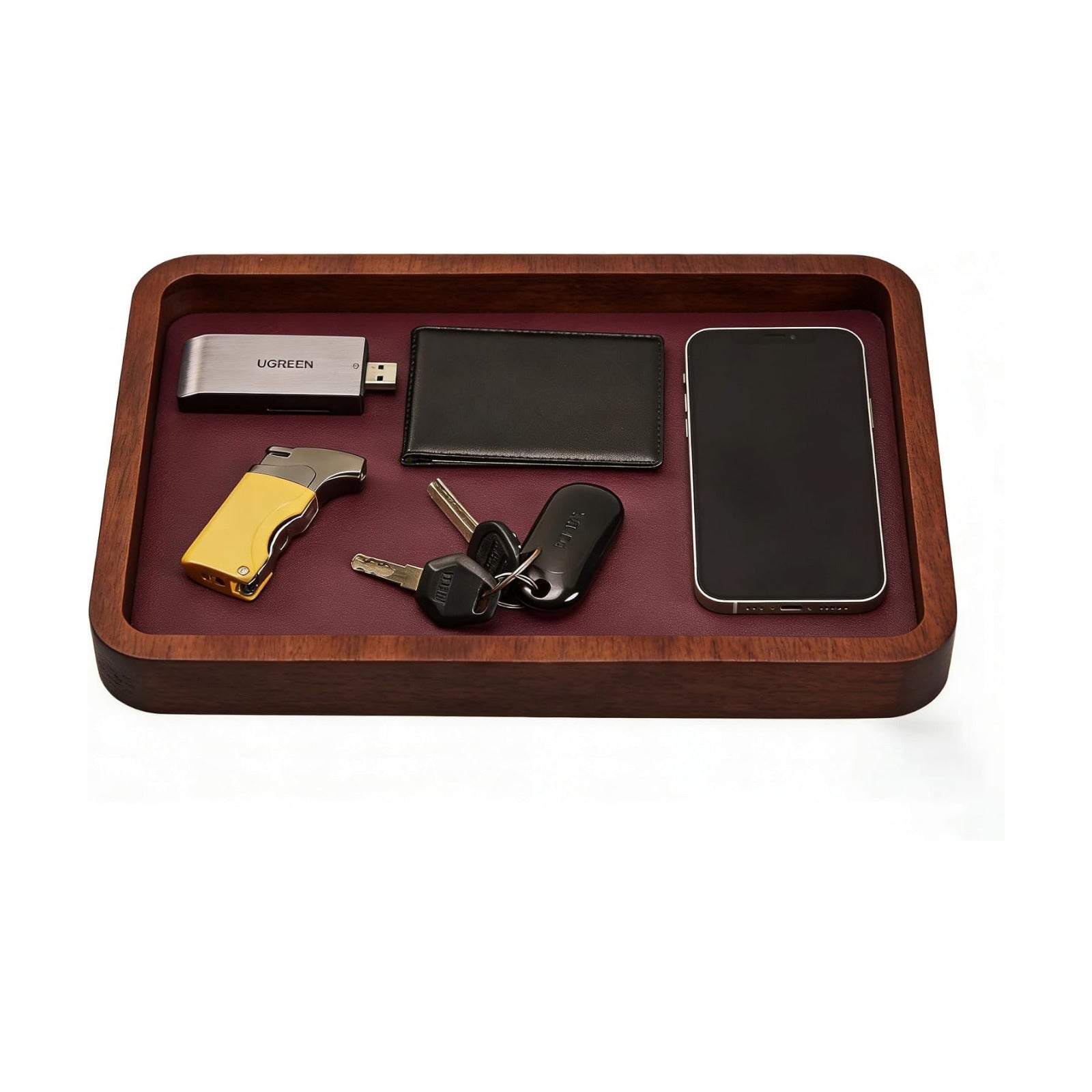 Valet Tray-Light Wood Decorative Key Tray / Brown