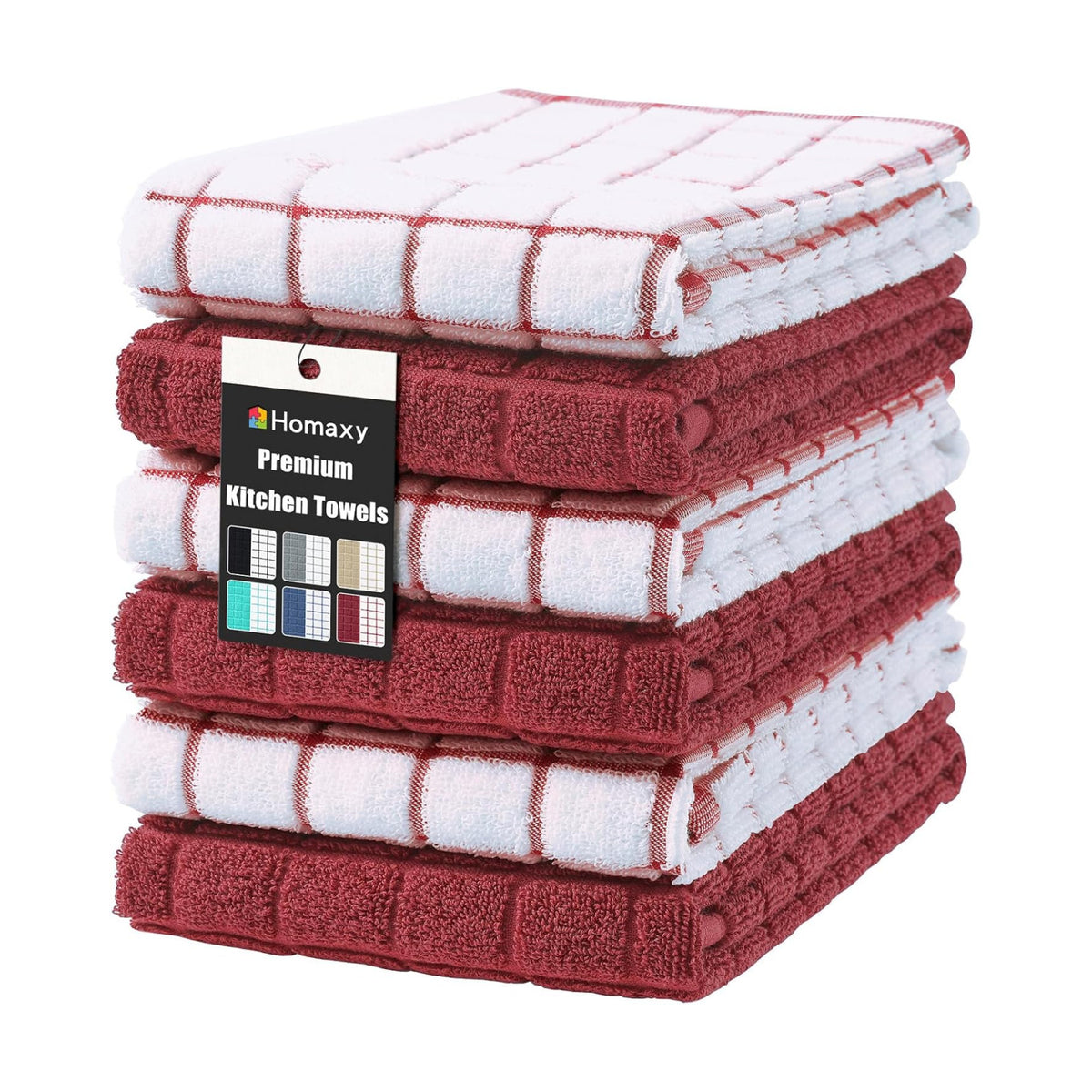 Homaxy Large Premium Cotton Kitchen Towels 16"x 28", 6 Pack, Rust | Natural Ring Spun 390 GSM Dish Towels, Super