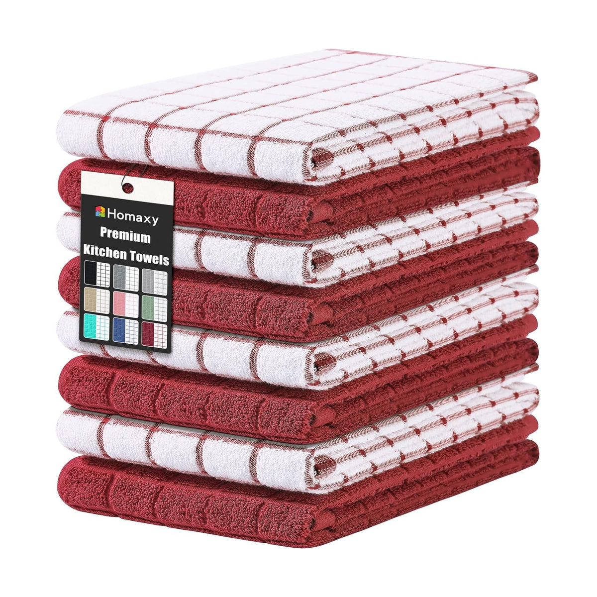 Homaxy Large Premium Cotton Kitchen Towels 16"x 28", 8 Pack, Rust | Natural Ring Spun 390 GSM Dish Towels, Super