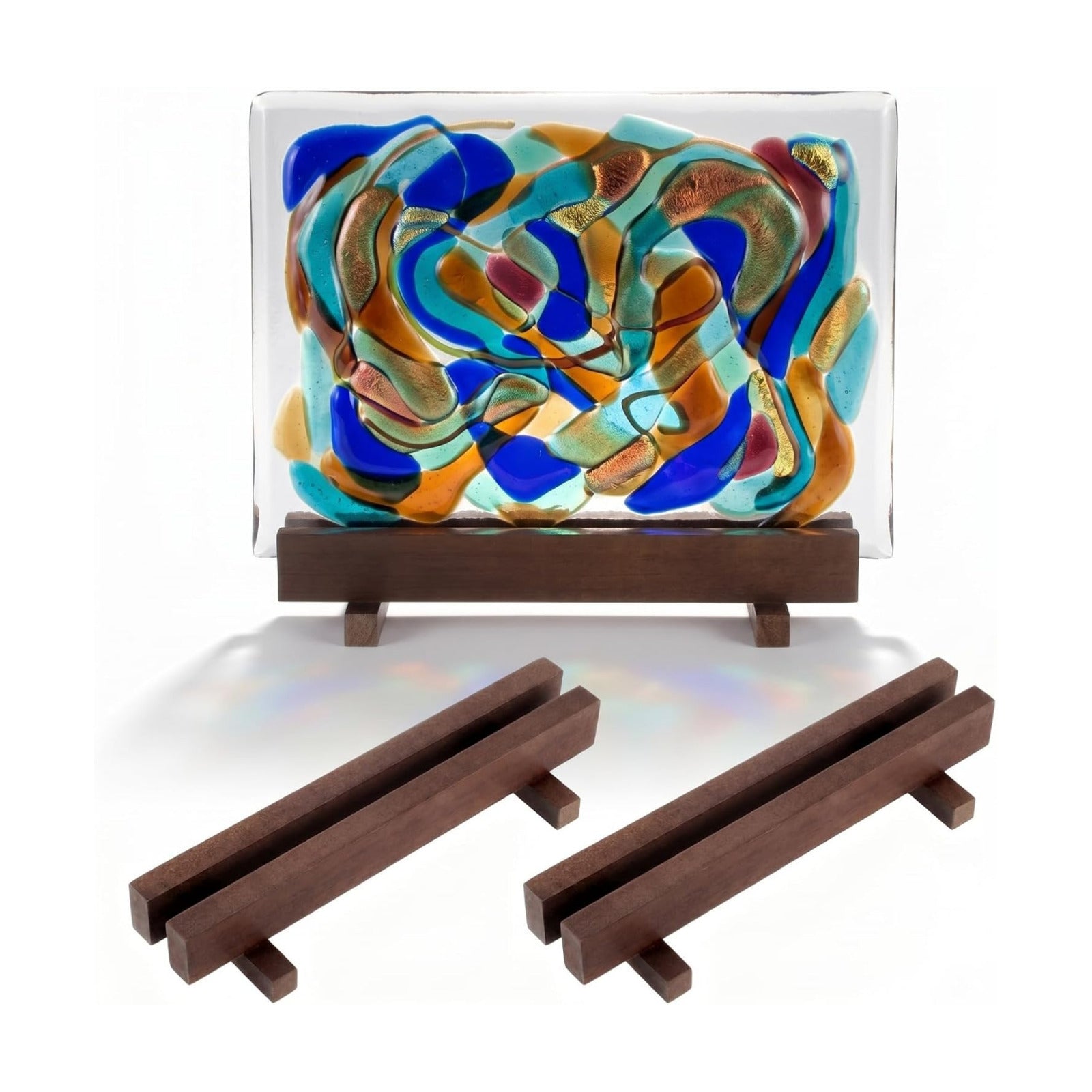 Display Stand Tile Display Stand for Art Panels Picture Photos / Walnutcolor / Wood / Set of 2