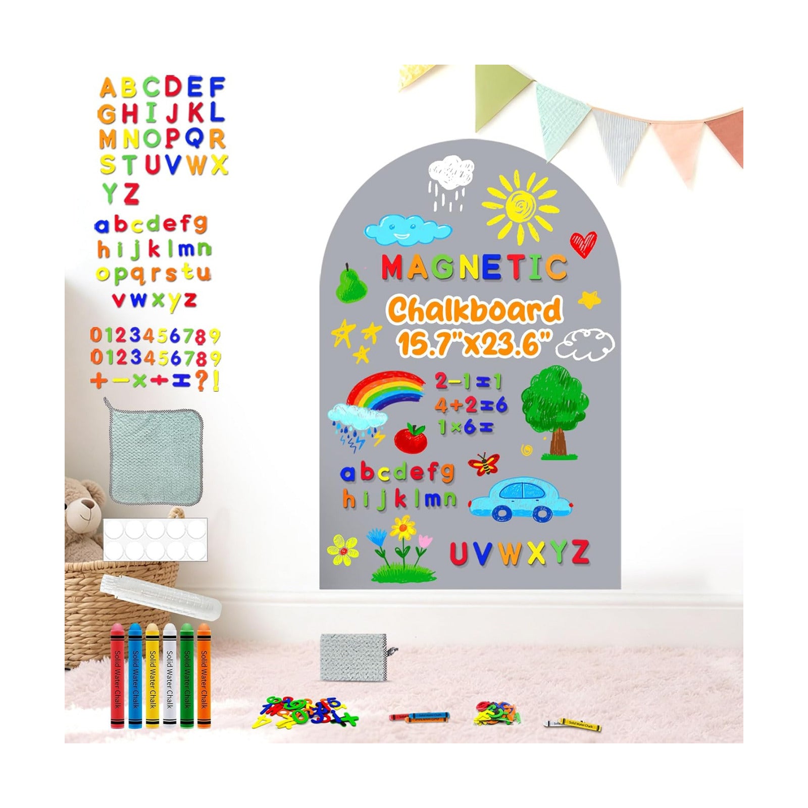 Arch Magnetic Wall Decal Grey Magnet Chalk Board Peel and Stick Self Adhesive Magnetic Play / Gray