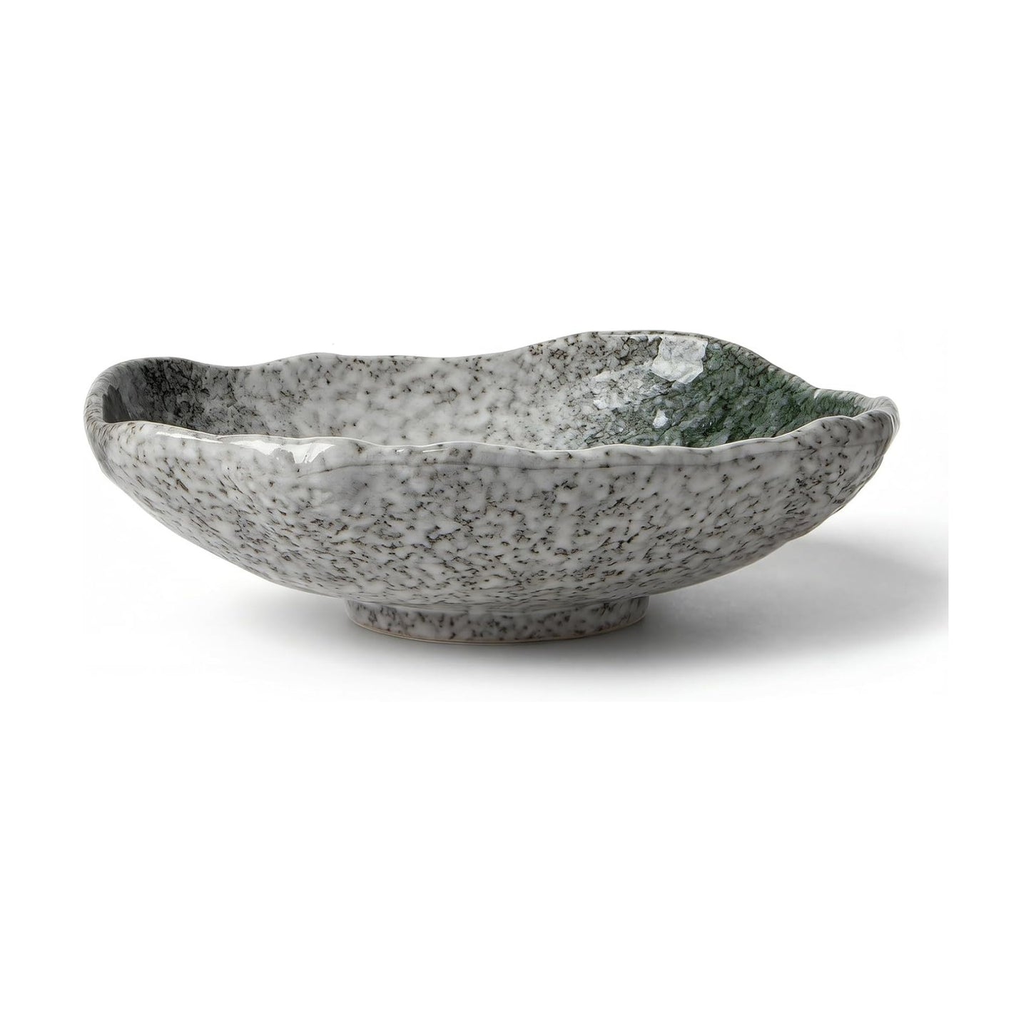 Irregular Moss Glazed Ceramic Catchall Bowl for Keys and Wallet / Green
