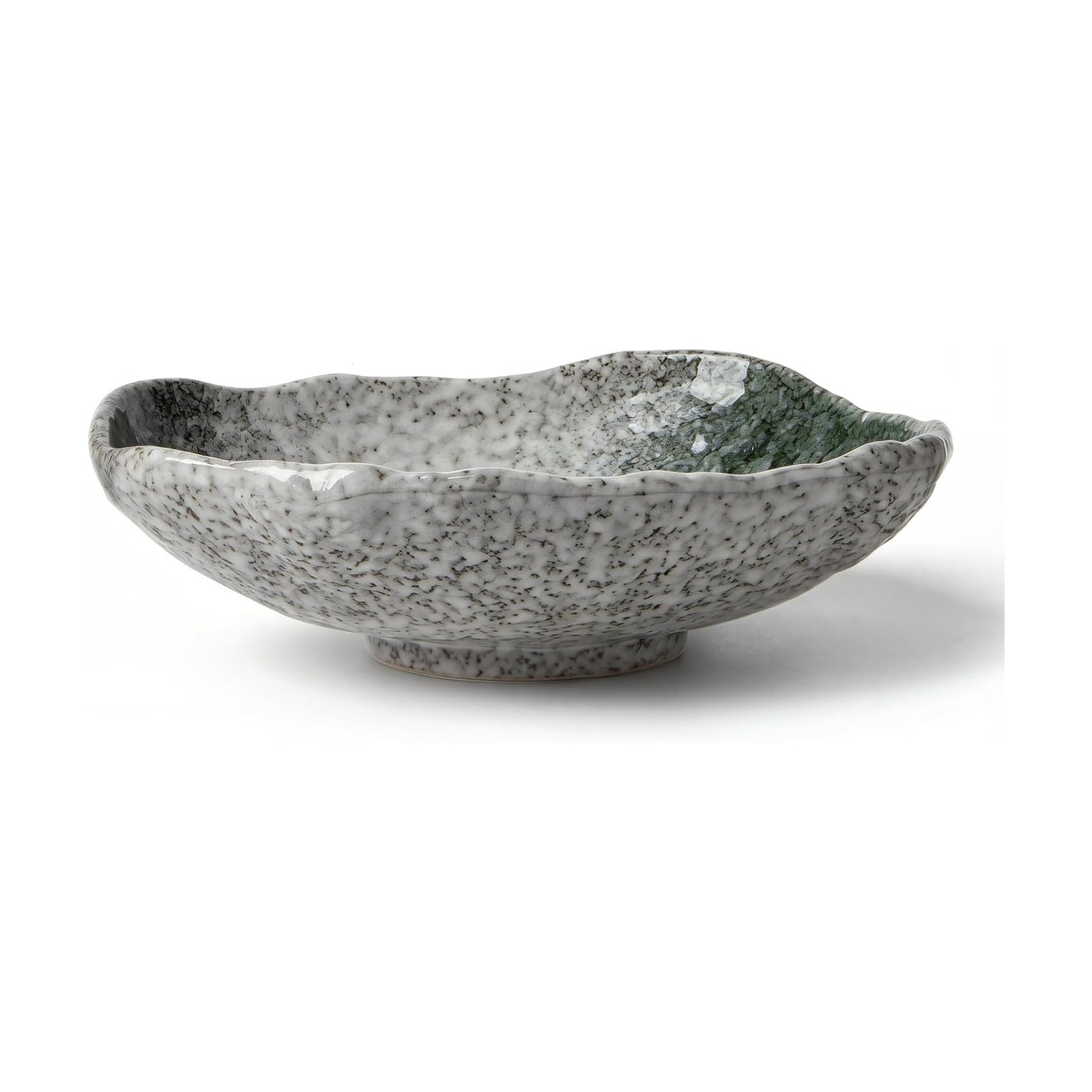 Irregular Moss Glazed Ceramic Catchall Bowl for Keys and Wallet / Green