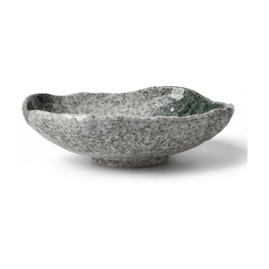 Irregular Moss Glazed Ceramic Catchall Bowl for Keys and Wallet / Green