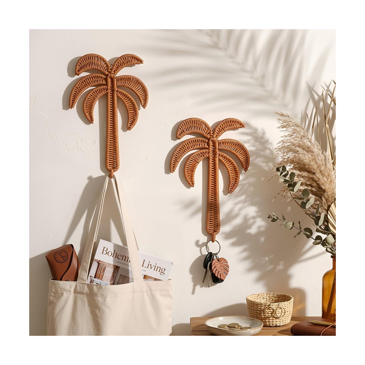 Boho Rattan Wall Towel Hook / Set of 2