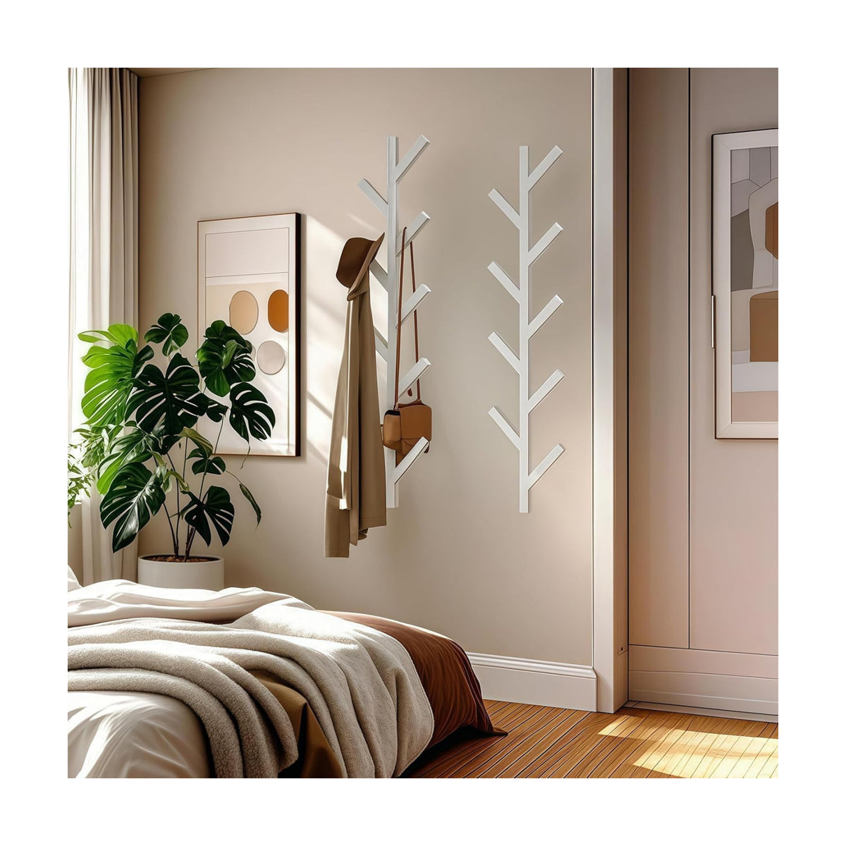 Vlush 2Pack Wall Mounted Coat Rack - 9 Hooks, Modern Metal Design, for Hats, Coats and Bags - Suitable for Entryways