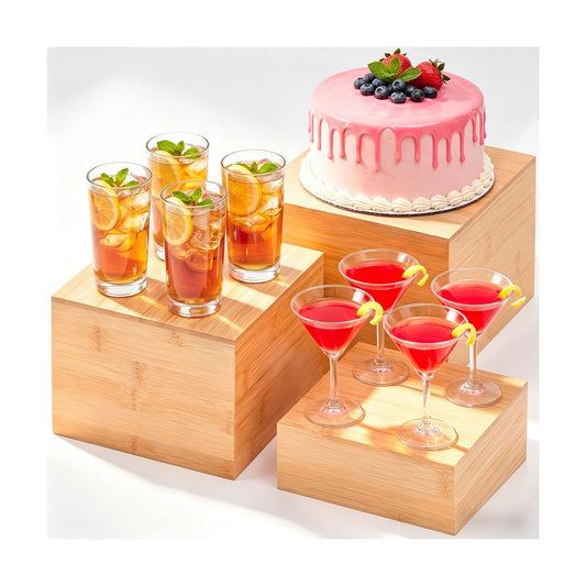 Cake Display Stand Cube Box / 6'' 7'' 8 / Beige / Set of 3