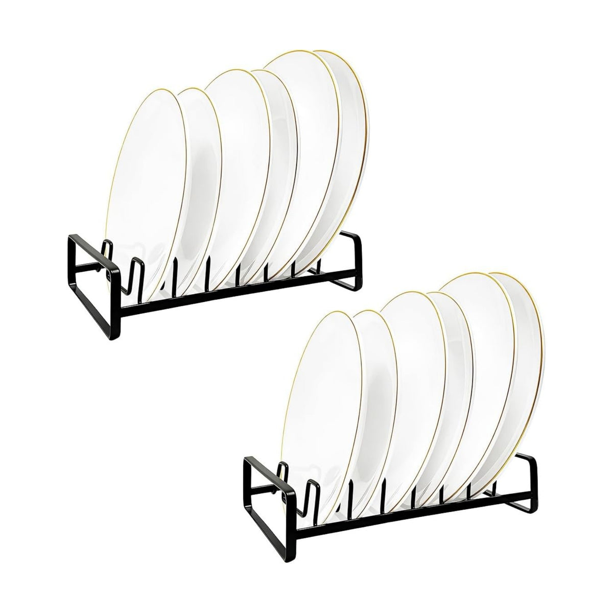 2 Pack Plate Holders for Cabinet Upright Cabinet Dish Drying Racks Organizers (for 6In. 10In. Plates) Metal Plate