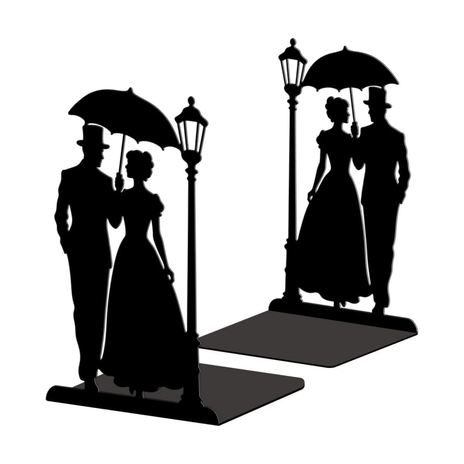 Metal Bookends / Gentleman and Lady with Umbrella
