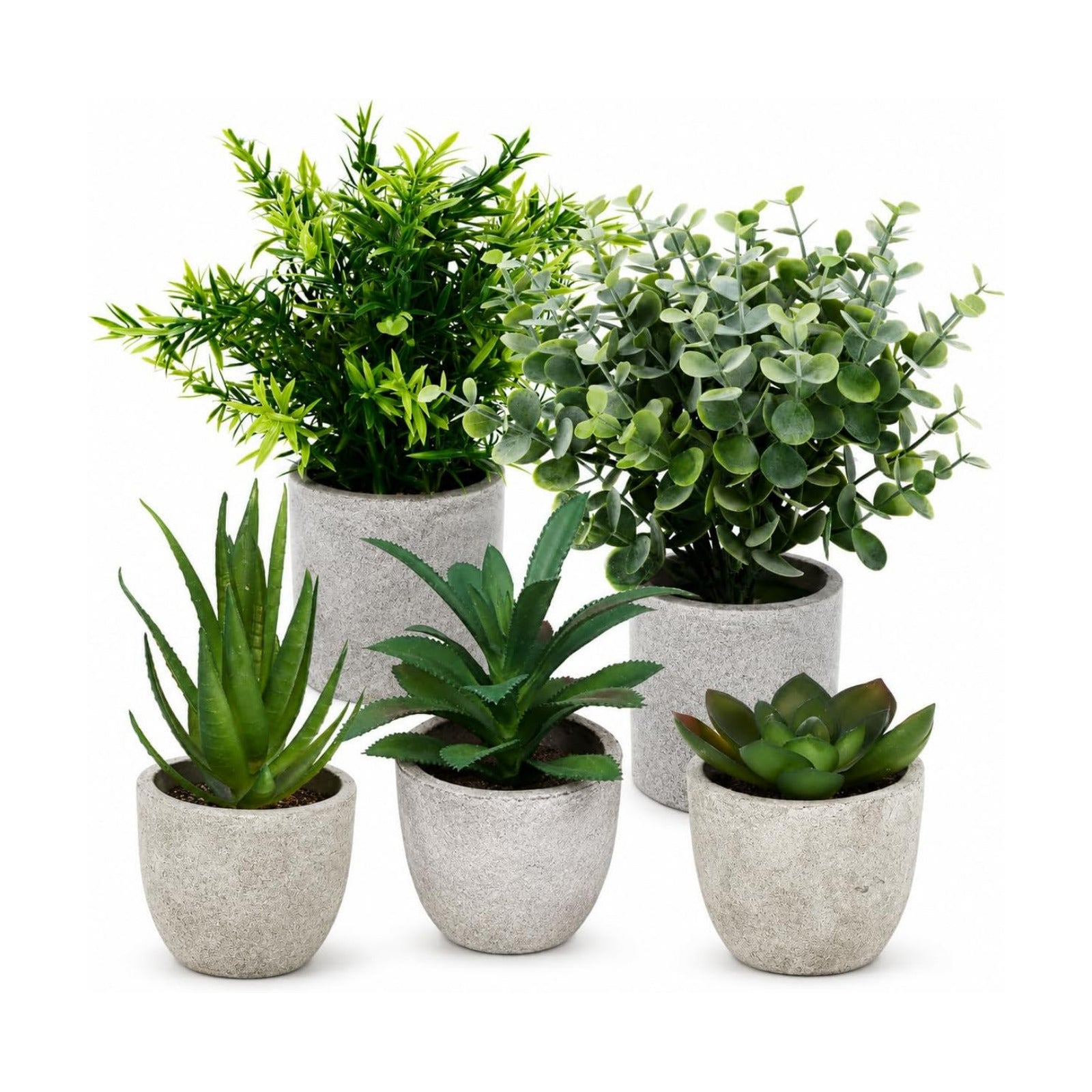 Small Faux Plants / Green / Set of 5