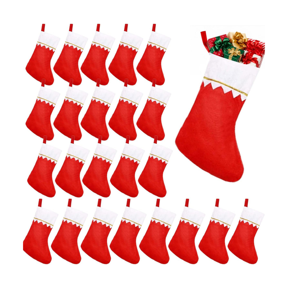 Christmas Stockings Bulk 24 Pack - 15 Inch Red Felt Xmas Stockings, Large Santa Stockings for Holiday Fireplace Hanging Decor