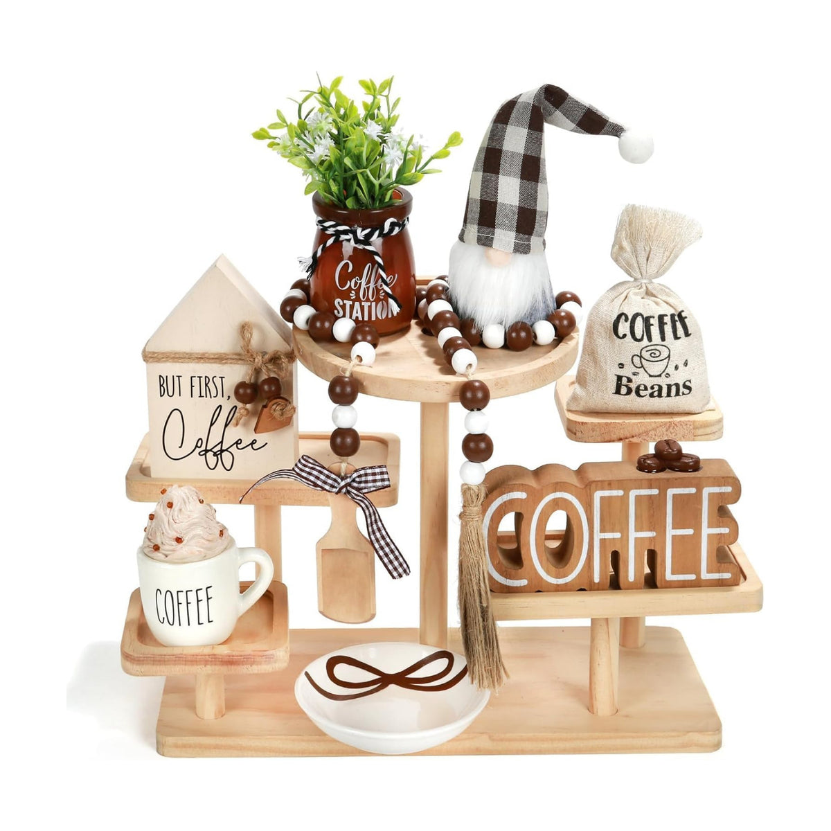 Coffee Bar Decor, 8 PCS Coffee Decorations for Tray Table Centerpieces