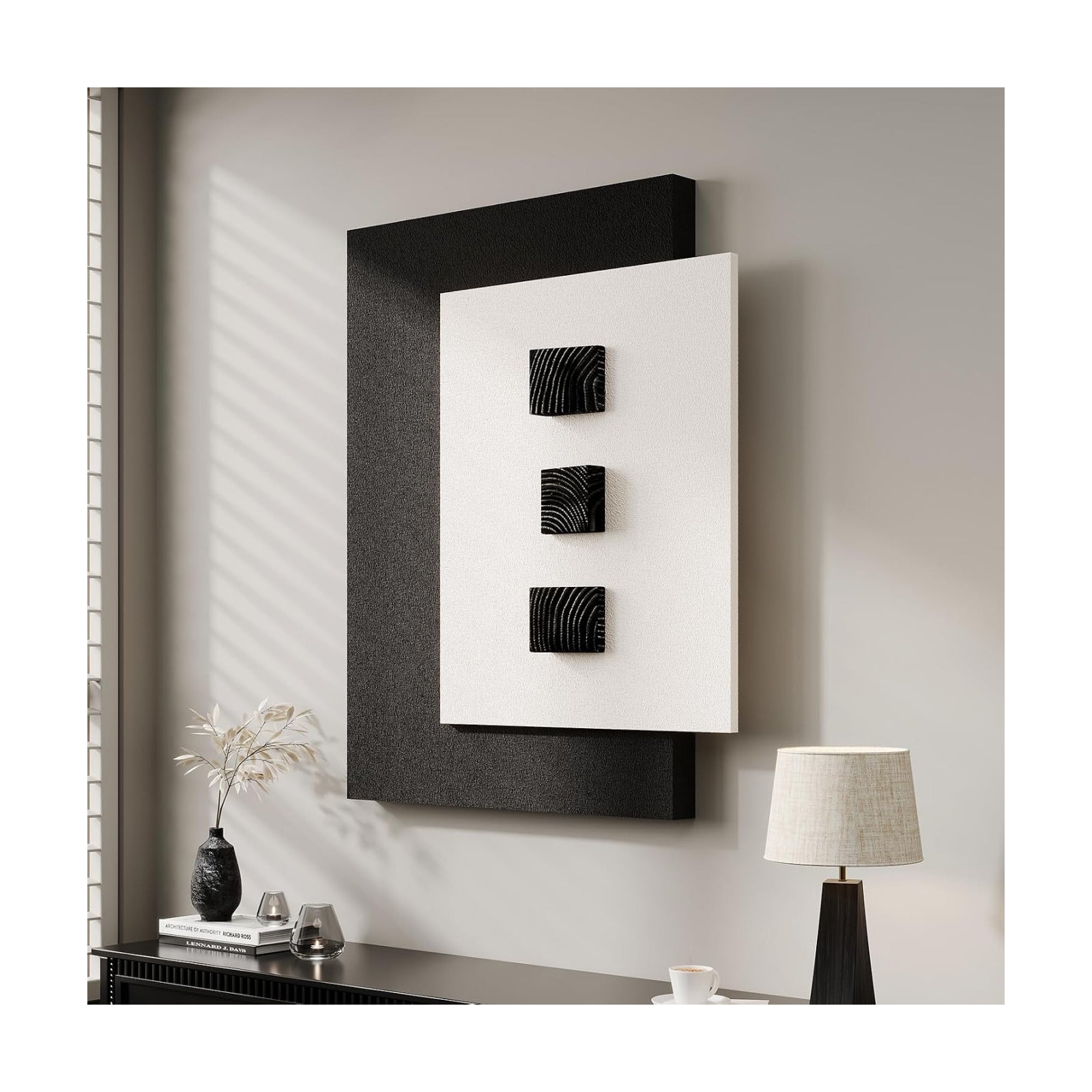Cuspin Modern Black and White 3D Wall Art for Living Room, 28x36 In