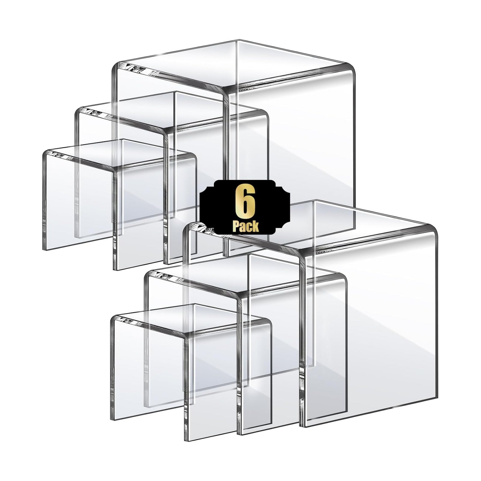 Display Risers Display Stands / Clear-square / Set of 6