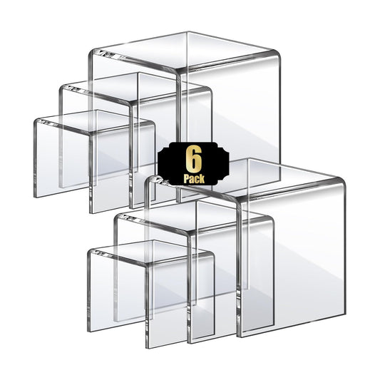 Display Risers Display Stands / Clear-square / Set of 6