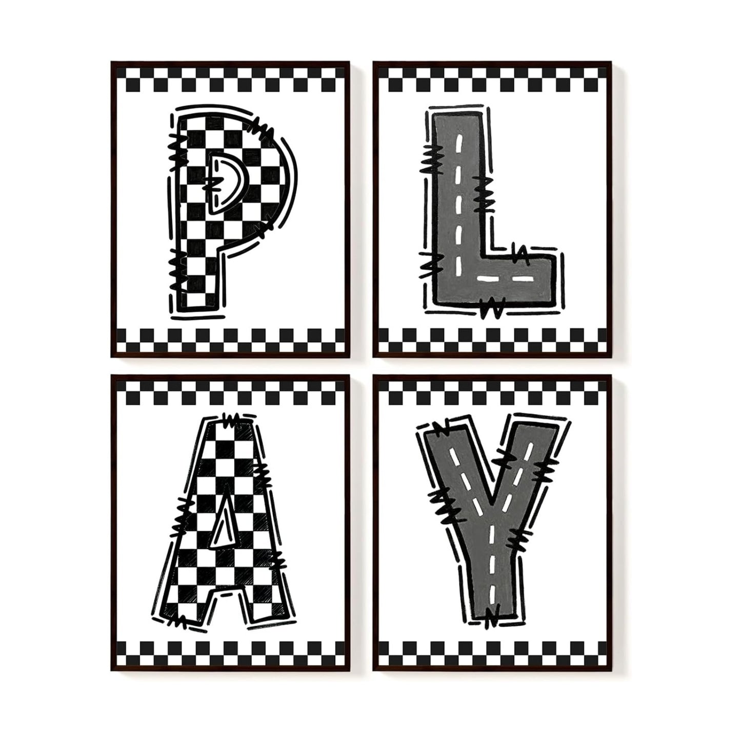 Boys Room Wall Art Decor / 8 x 10 / Play-black and White