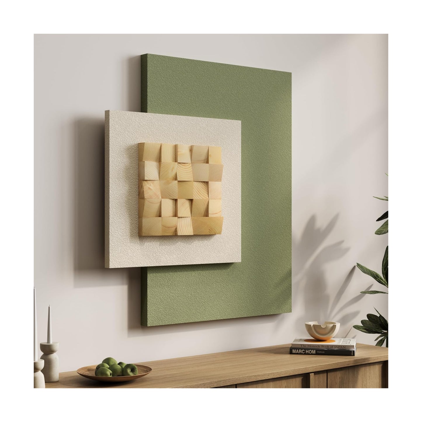 Large Wood Abstract Wall Art for Living Room, Modern 3D Artwork for Walls