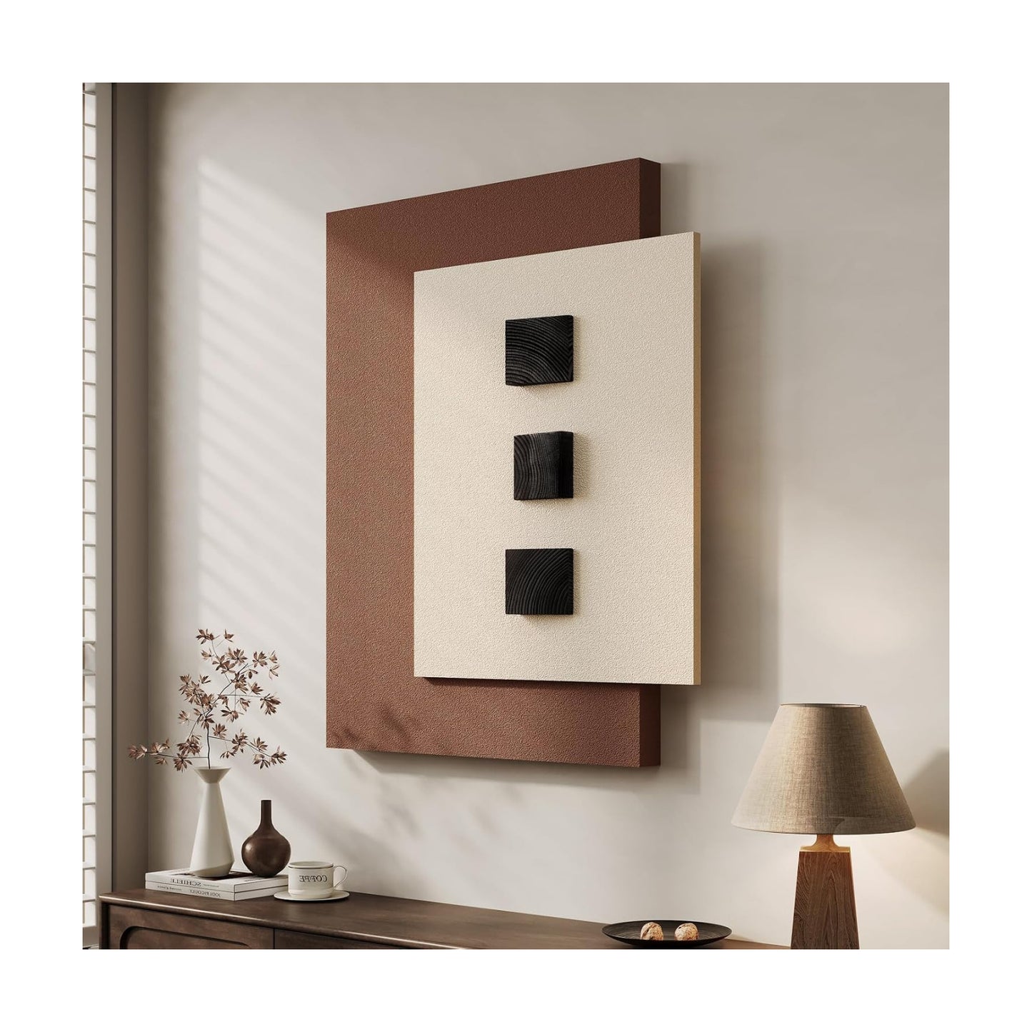 Cuspin Modern Minimalist 3D Wood Wall Art for Living Room, 28x36 In