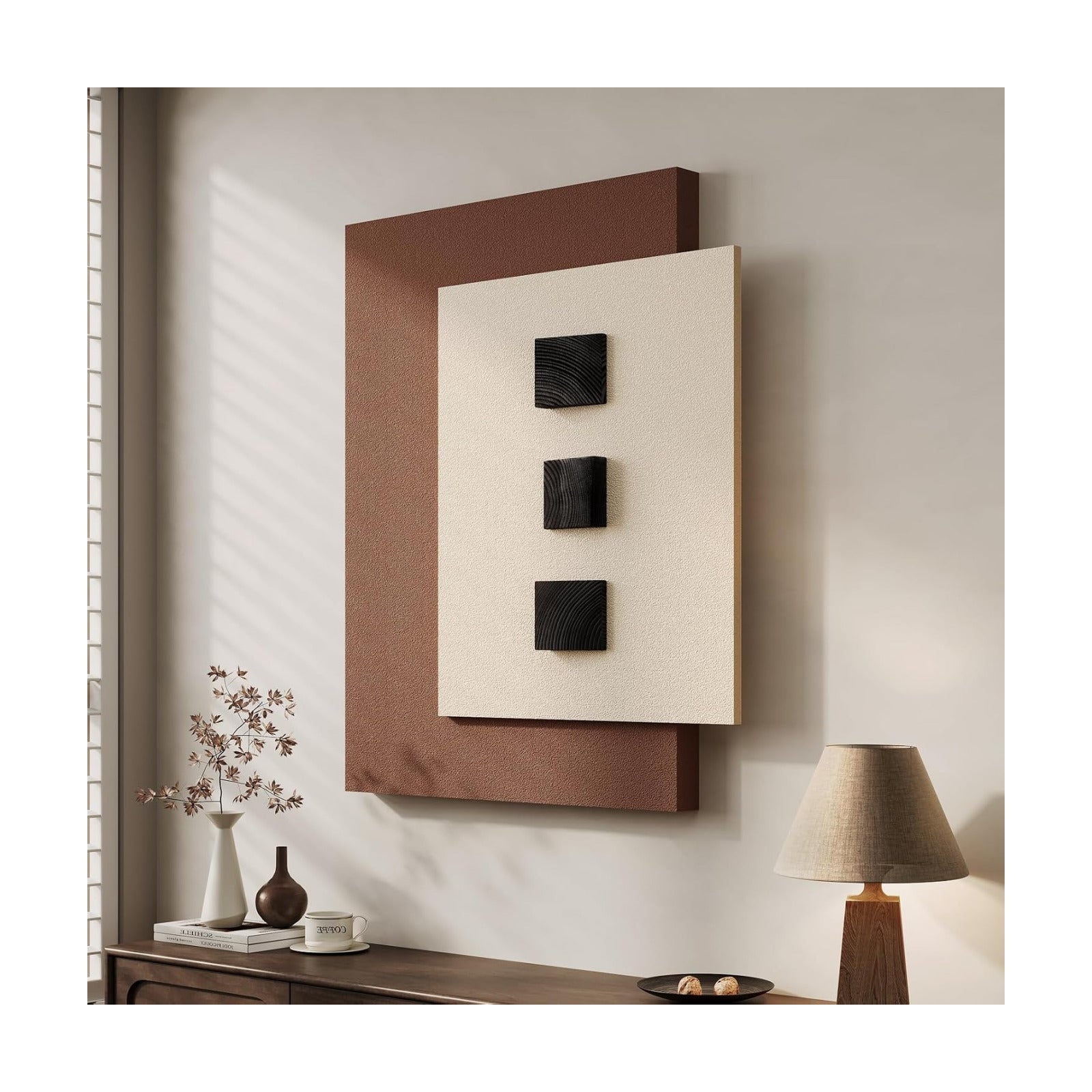 Cuspin Modern Minimalist 3D Wood Wall Art for Living Room, 28x36 In