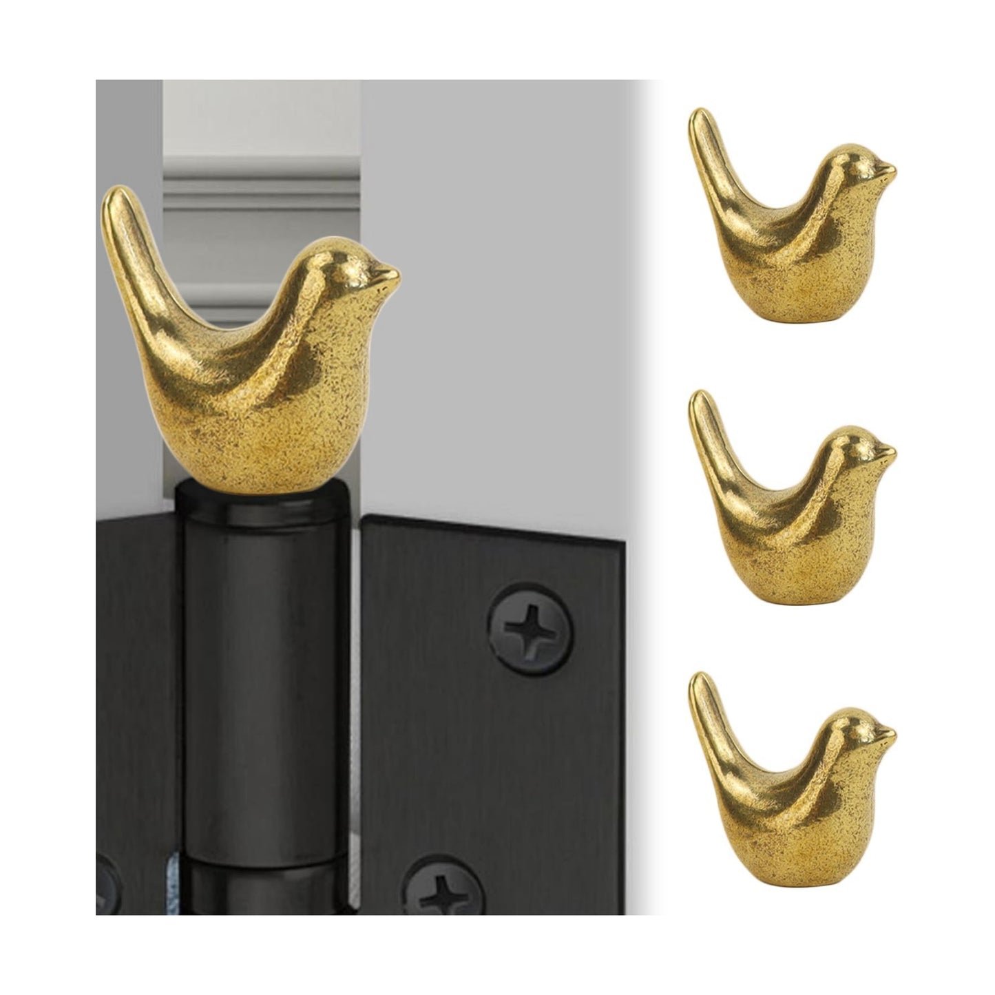 Small Birds Statue Door Hinge Head / Set of 3