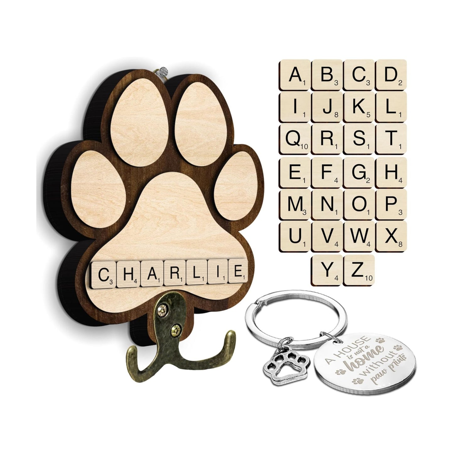 Wooden Paw Print Wall Hook / 7.8 x 5.5 / Style 3