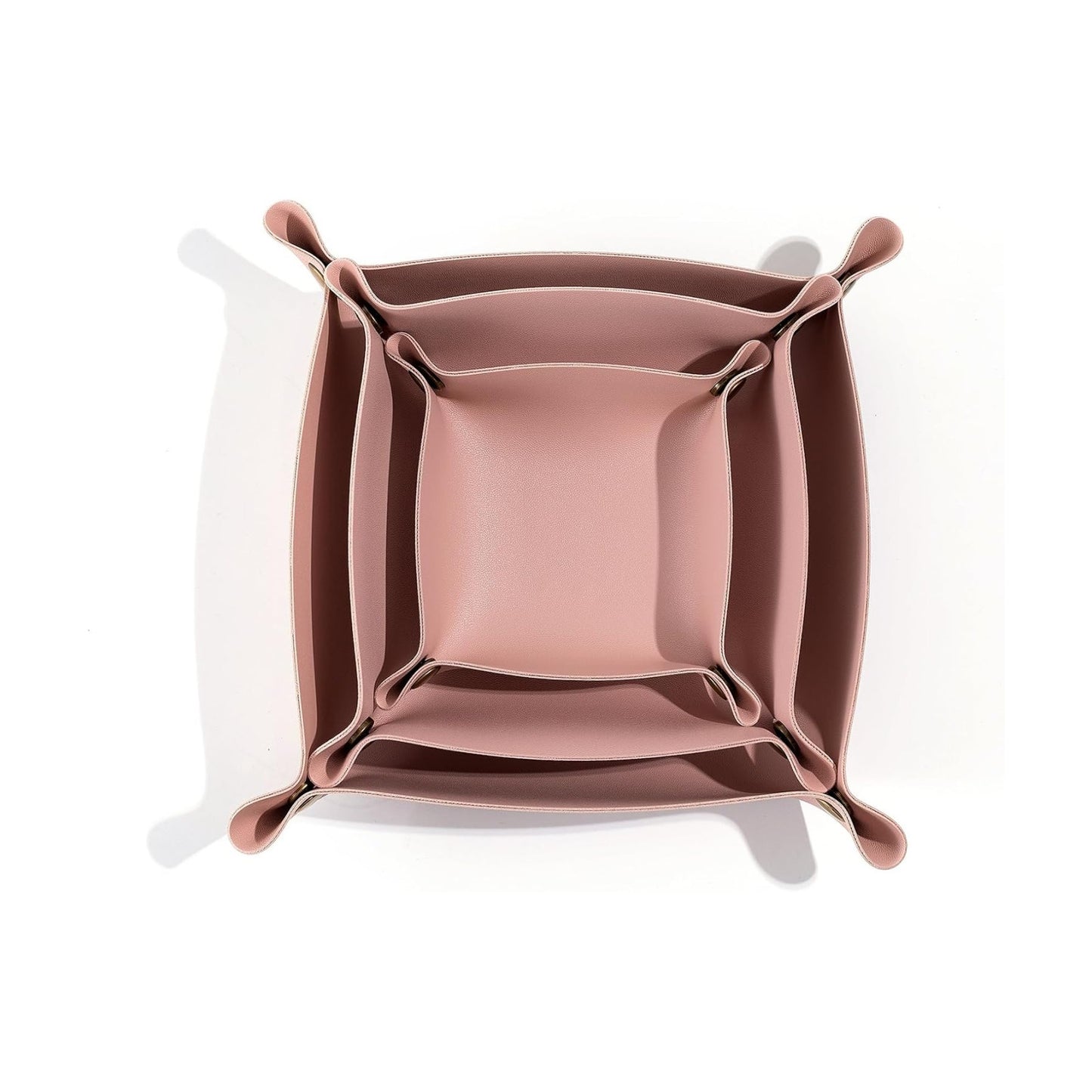 3 packs PU Leather Tray in 3 Sizes Jewelry Tray Glossy Leather Desk Organizer Leather / Morandi Pink