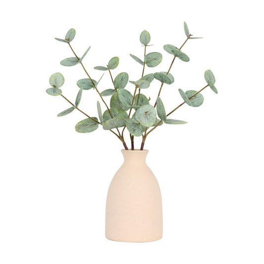 17" Artificial Eucalyptus Stems Potted Plant / Gray Green Beige Vase