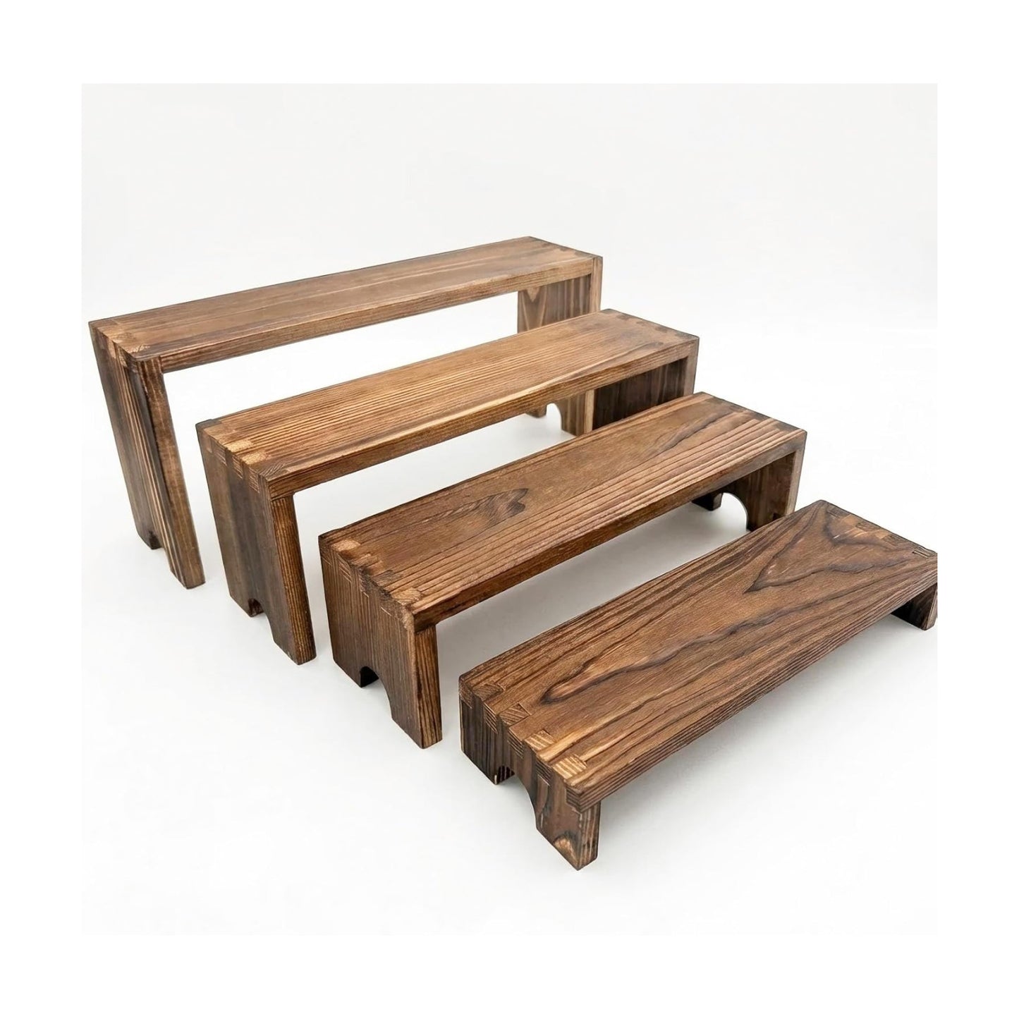 Wooden Tiered Risers Display Stand / Natural