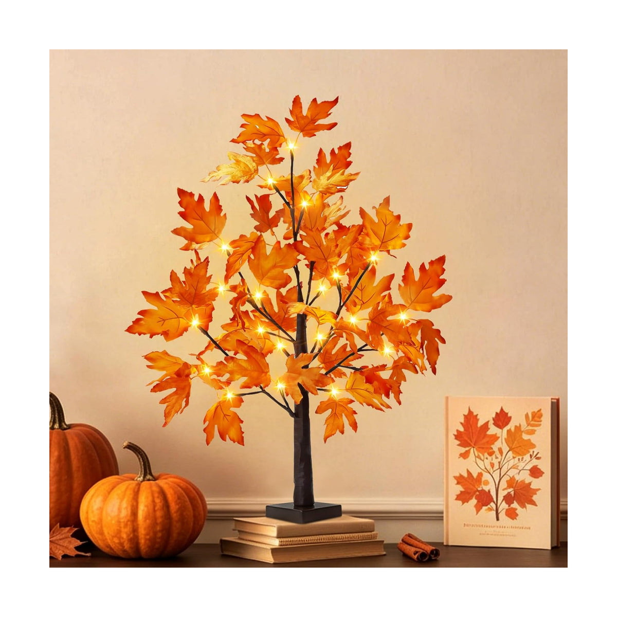 2FT Fall Decorations for Home Artificial Lighted Maple Tree Lights Decor