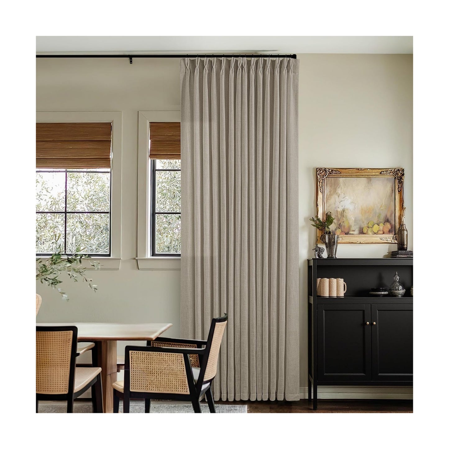 TWODRAPES Burlywood Birch Linen Pinch Pleated Curtains 132 Inches Long