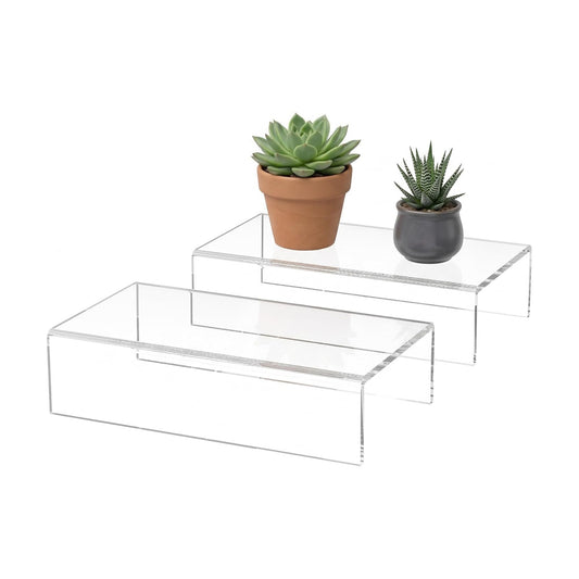 Plants / Acrylic Shelf Riser / Clear / 8 x 4.3 x 2 / Set of 2