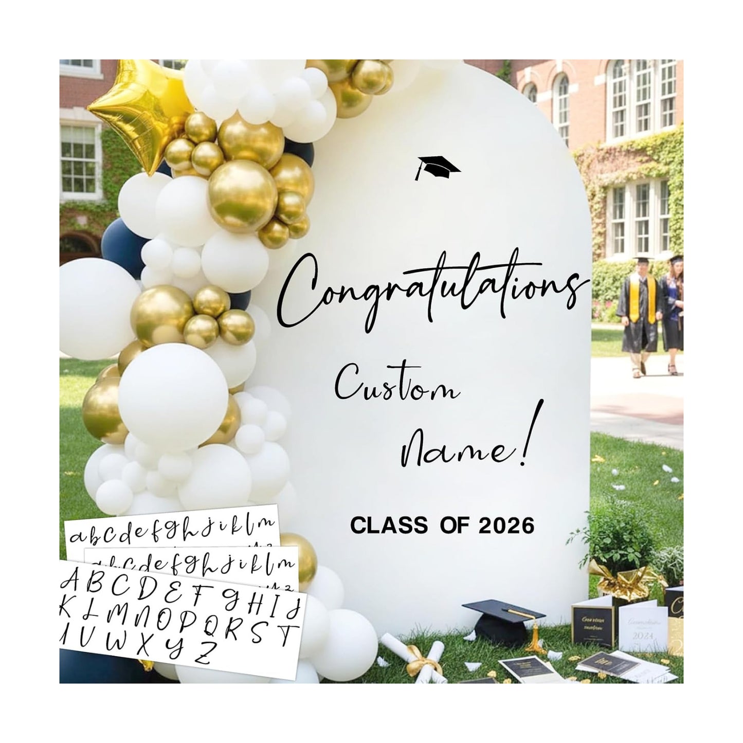 Custom Name Class of 2026 Sign for Backdrop 2026 Graduation Decorations Decals / Black Graduation