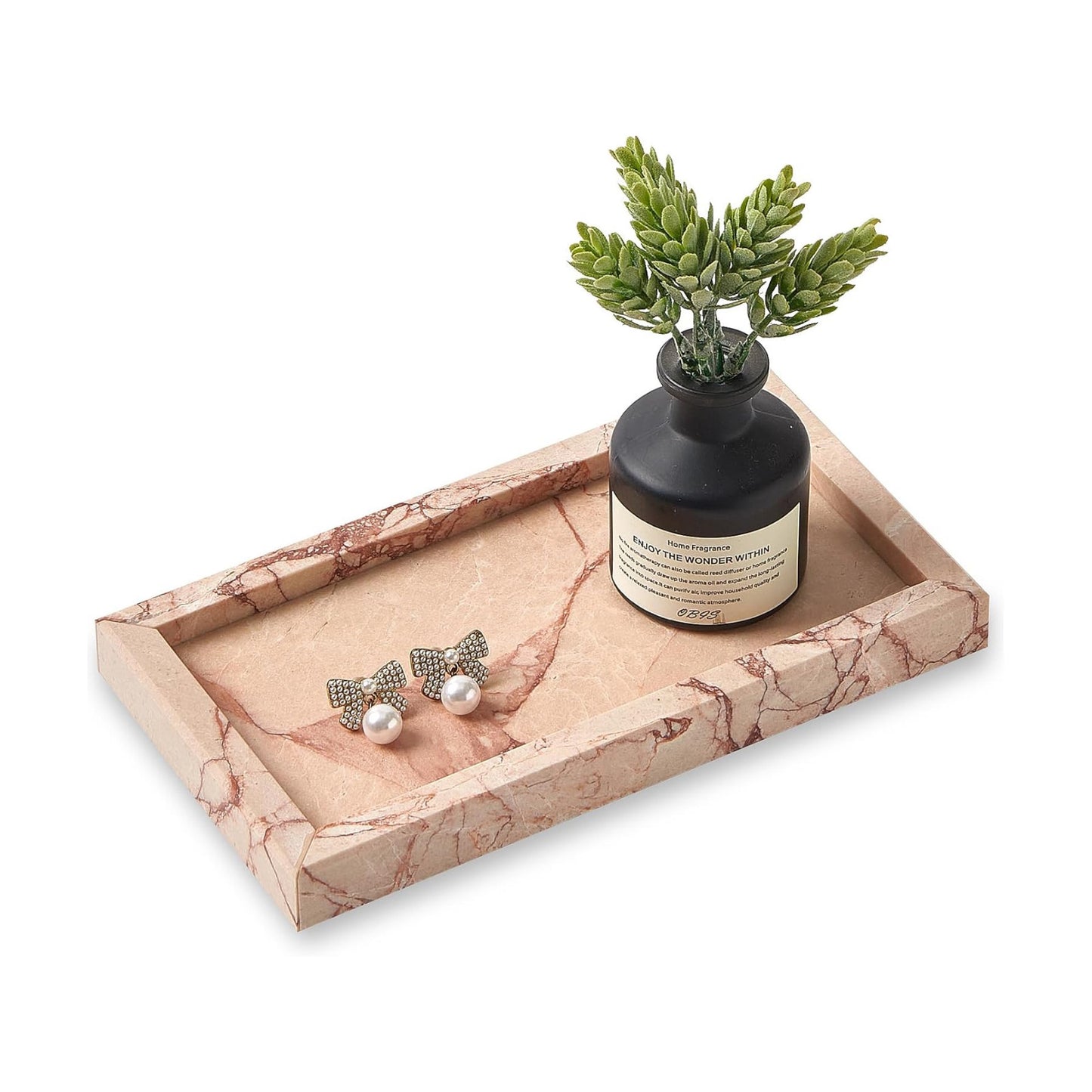 Stone Organizer / Natural Small Marble Vanity Tray / Pink / 7.9 x 4.3 x 0.8