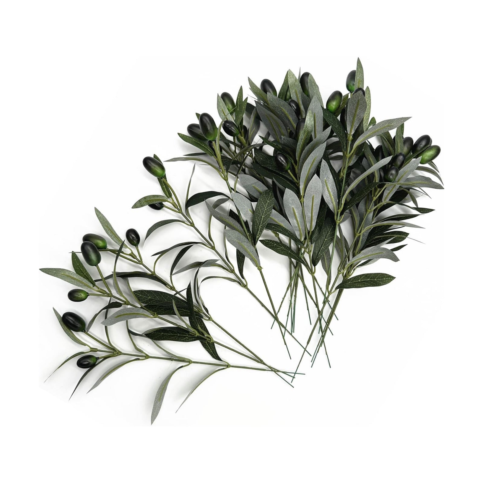 Fake Plants Artificial Olive Branches 10" Fake Greenery Small / Olive Leaves Stems / Set of 20