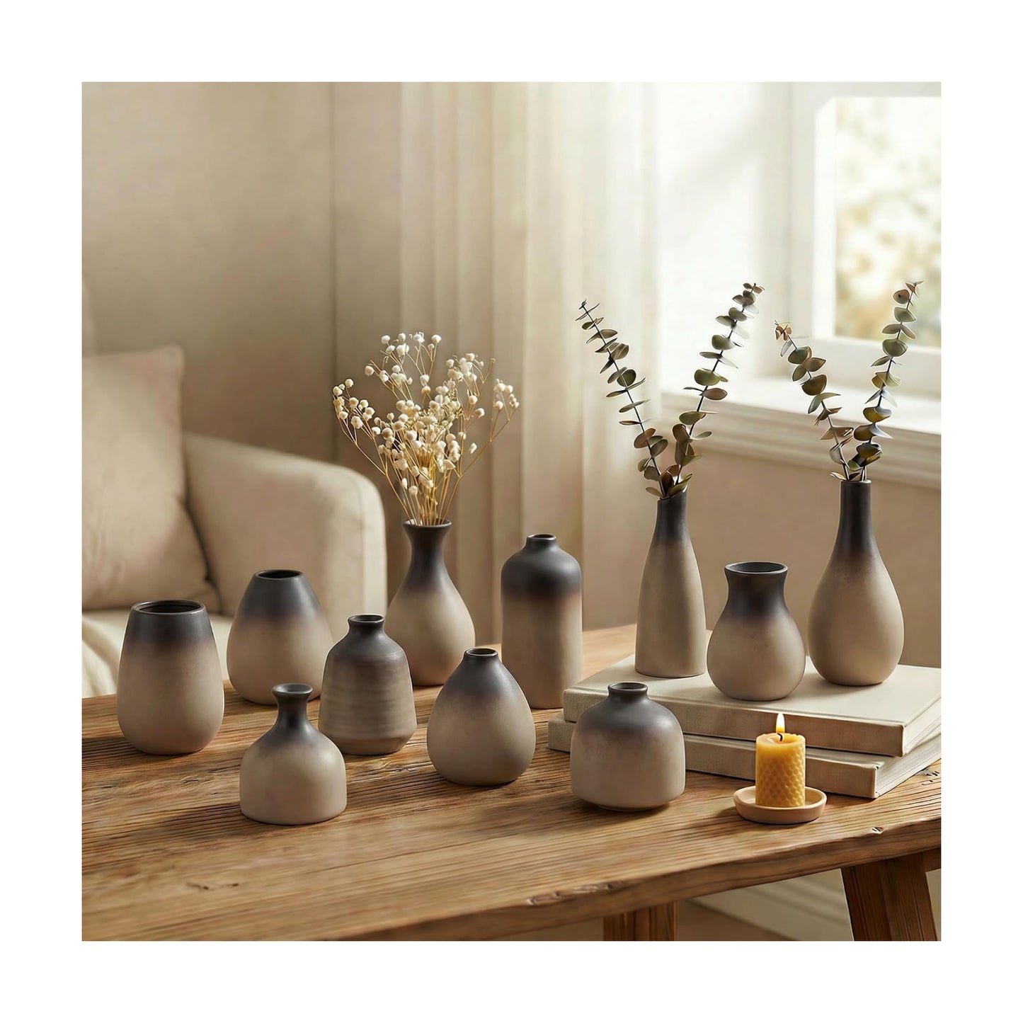 Ceramic Bud Vases / Vintage - 11-piece Set / Set of 11