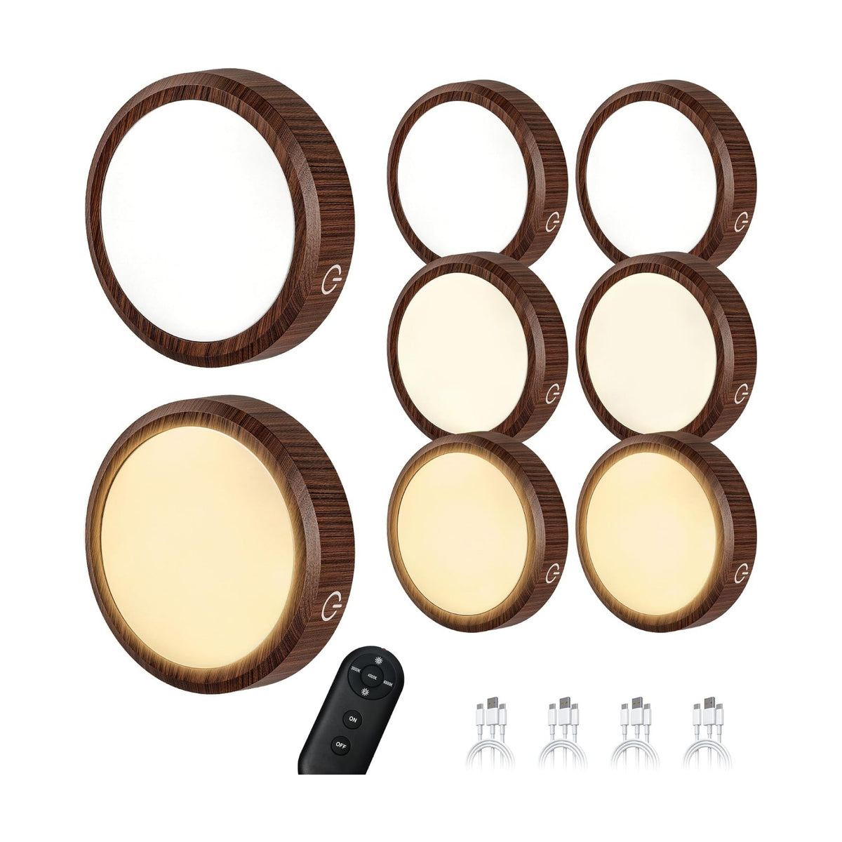 Puck Lights with Remote Control Rechargeable, Full-Screen Wireless LED Under Cabinet Lighting with Light Guide Plate,3