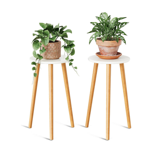 Plant Stand Indoor, Mid Century Modern Small Round Plant Table for Flower Pots, 20.5" Tall Plant Holder Wood Stool for